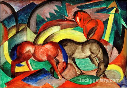 Three Horses by Franz Marc paintings reproduction